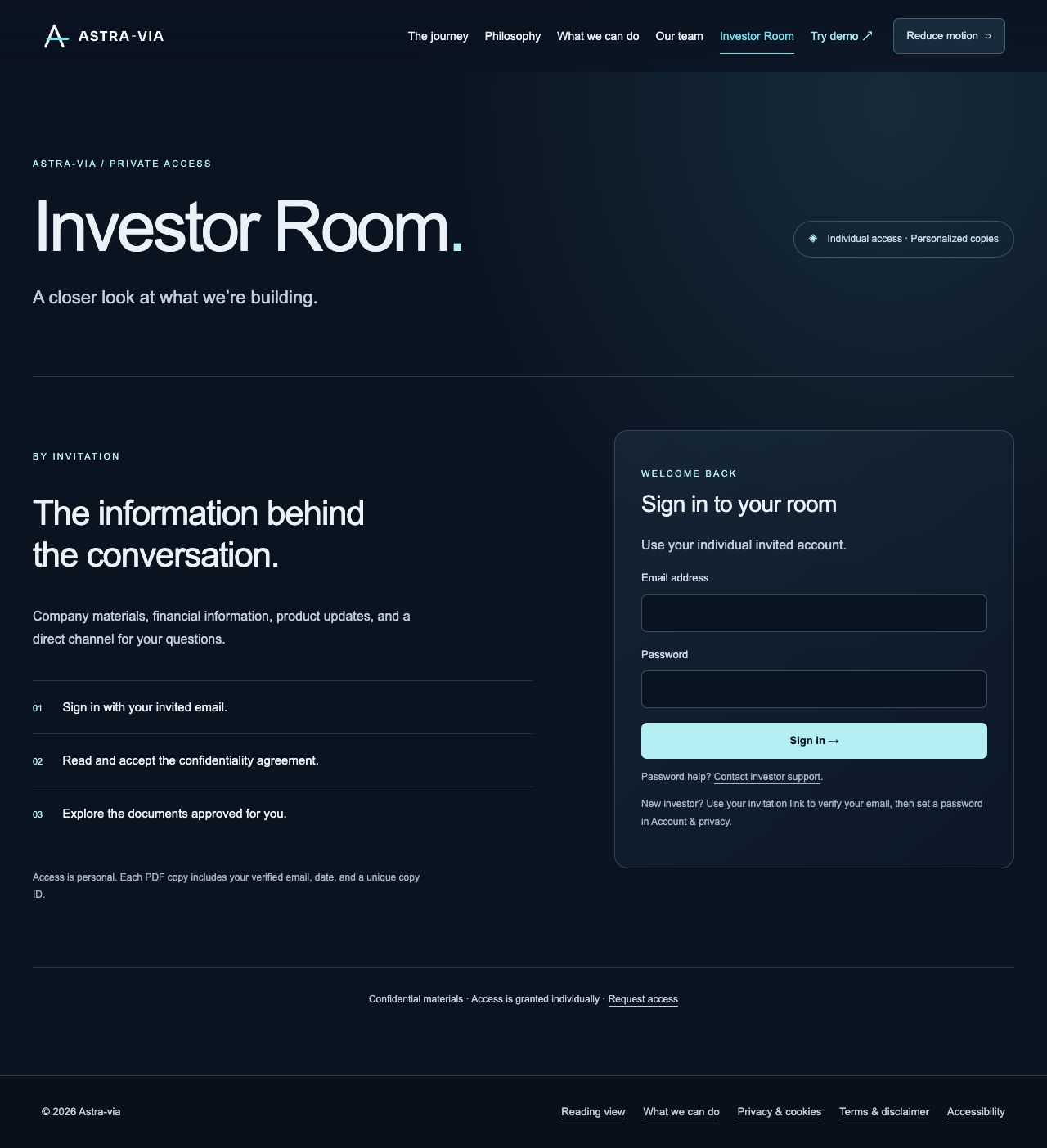 Investor Room product preview